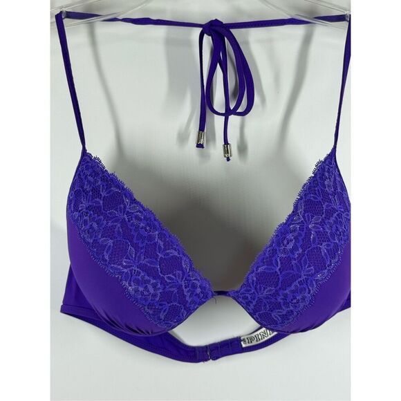 Vintage PINK 2012 purple Lace padded swim top size medium - Picture 1 of 11